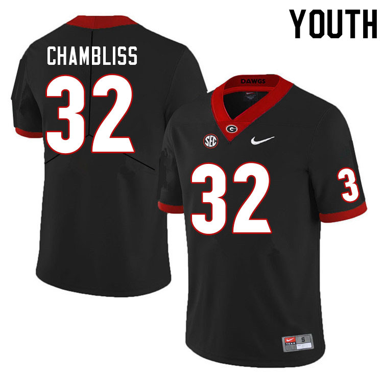 Youth #32 Chaz Chambliss Georgia Bulldogs College Football Jerseys Sale-Black